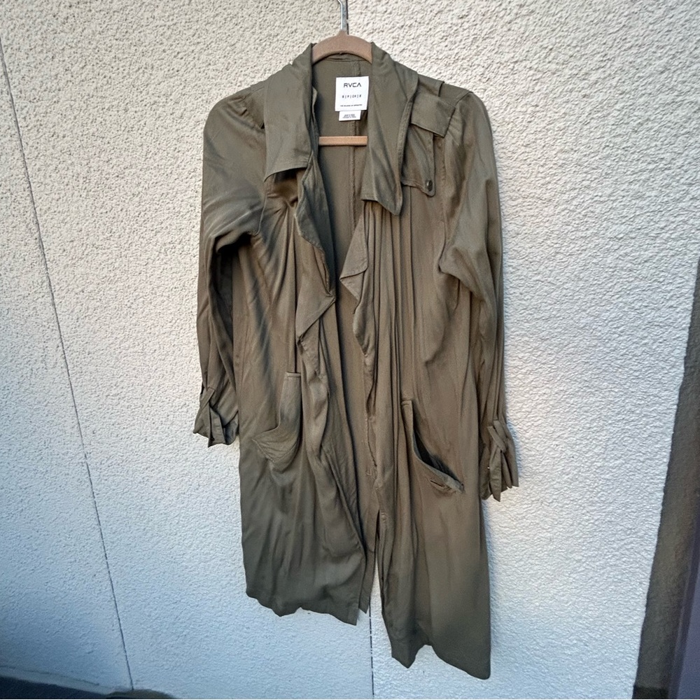 RVCA olive green duster trench